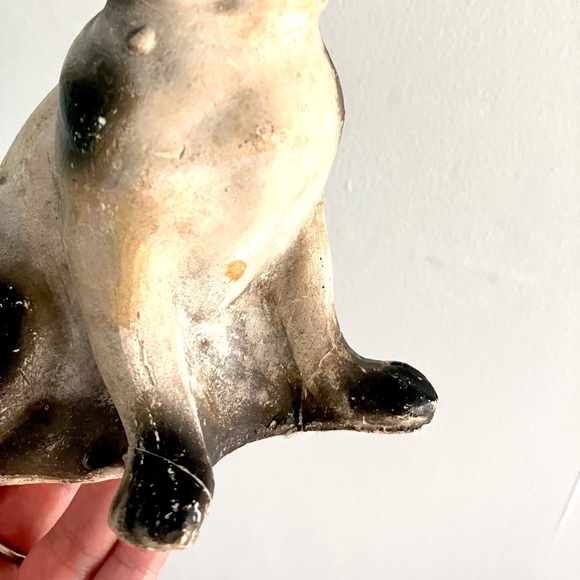 Vintage 40’s chalkware puppy dog Boston Terrier figure statue shelf decor - Picture 5 of 6